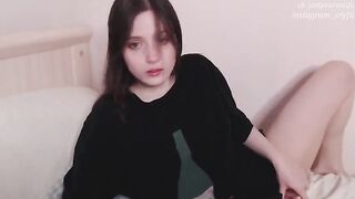 Justyourwaifu beautiful brunette with small tits takes off her black t-shirt and puts a rubber cock in her cunt 2021-10-01 16:28