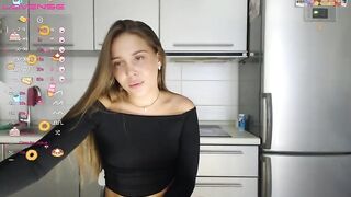 Candymini slender teen in a black blouse boldly jerks off her pussy even in the kitchen 2022-06-12 13:47