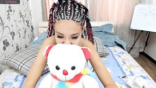 My panda attractive naked girl in blue panties hugs her teddy bear in a sexy way 2019-08-10 06:55
