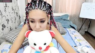 My panda attractive naked girl in blue panties hugs her teddy bear in a sexy way 2019-08-10 06:55