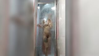 Lolapurple blue-haired beauty washes her delicious ass in the shower 2019-06-04