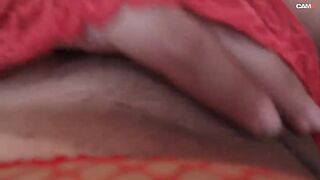Mellylove young brunette with big tits in a red plaid shirt strokes her cunt in pink panties 2019-08-21 18:30