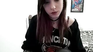 Namipink goth girl in black pantyhose and a sweater jerks off her vagina with a dildo 2019-08-27