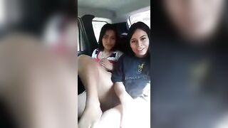 Katrinacali two hot sexy lesbians frolicking in the car 2019-08-29