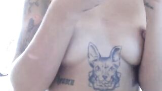 Mela fun tattooed blonde touches her horny nipples 2019-08-29