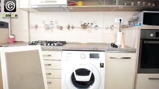 Lissa  1 excited busty brunette in a sexy bodysuit smokes and masturbates in the kitchen 2020-03-06 11:46