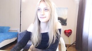Angeellina sweet young blonde in glasses and a black jacket rubs her pussy through thin panties 2020-03-06 13:33