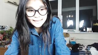 Asianangel01 oriental girl in glasses rubs her clitoris with fingers 2020-03-14