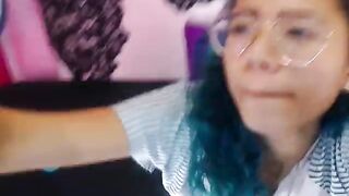Johanna camgirl nervous teen in big round glasses rubs her shaved vagina close-up 2020-03-16 19:18