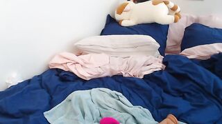 Christine horny young busty brunette in a white T-shirt pounds her wet slit with her fingers and a sex toy 2020-03-25 19:40