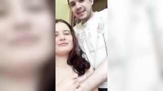 Orange girl1 brunette jerks off her boyfriend's hairy cock and takes it in her mouth 2020-02-12