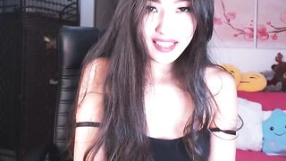 Kellymun asian touches tits and passionately jerks pussy on a chair 2020-02-20