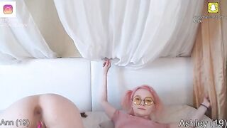 Anna mariia horny girlfriends in round glasses and t-shirts masturbate their shaved pussies together 2020-03-28 10:17
