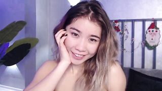 Mikasyn hot asian girl rides naked on the bed, presenting a dick under her 2020-01-10
