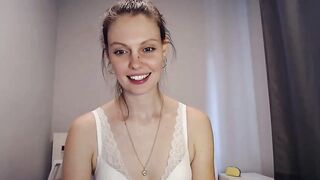 Claudia 7 dark haired teen smiles as she cutely massages her little titties 2020-03-17 13:05