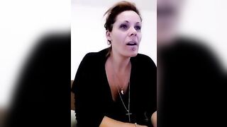 Sucrette56 amateur milf ardently jerks off a puffy vagina and swallows a black dildo 2020-03-19