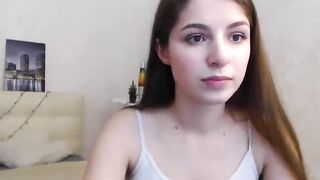 Violet lo young brunette excitedly touches her protruding nipples through a t-shirt 2020-04-02