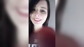 Roxannepiggy horny brunette masturbate pussy without taking off her panties and sucked a rubber penis 2020-04-02