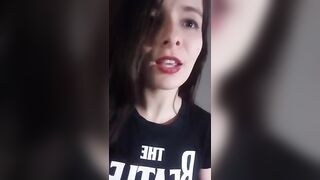 Roxannepiggy horny brunette masturbate pussy without taking off her panties and sucked a rubber penis 2020-04-02