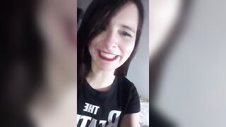 Roxannepiggy horny brunette masturbate pussy without taking off her panties and sucked a rubber penis 2020-04-02