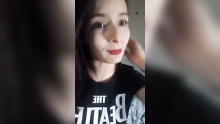 Roxannepiggy horny brunette masturbate pussy without taking off her panties and sucked a rubber penis 2020-04-02