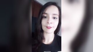 Roxannepiggy horny brunette masturbate pussy without taking off her panties and sucked a rubber penis 2020-04-02