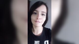 Roxannepiggy horny brunette masturbate pussy without taking off her panties and sucked a rubber penis 2020-04-02