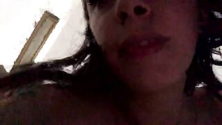Kissing_gate naked brunette lies on the bed, smokes and caresses her boobs 2020-08-08 17:14