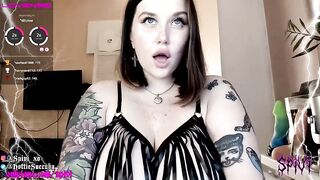 Spivi tattooed curvy brunette in latex panties rubs her nipples on her huge tits and masturbates her horny hole with a black vibrator 2020-09-15 20:35