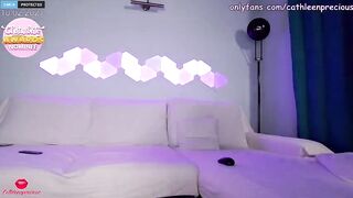 Cathleenprecious long hair woman in white shirt and black strings enjoys getting lovense, she puts stilettos on, shows pussy staying doggystyle 2021-02-11 3:39