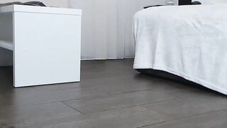 Uknk lady in black stockings masturbates juicy vagina with lubrication on the floor 2021-02-08