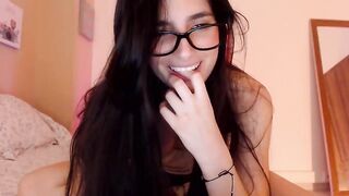 Connie_ brunette beauty with glasses touches her charms 2019-02-04