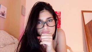 Connie_ brunette beauty with glasses touches her charms 2019-02-04