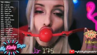 Mykinkydope gagged beauty fucks her pink hole 2019-03-04