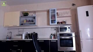 Meowlina cutie in red stockings masturbates pussy in the kitchen 2020-12-30