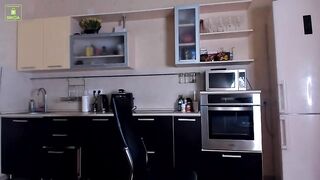 Meowlina cutie in red stockings masturbates pussy in the kitchen 2020-12-30