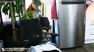 Maeveminx frank girl in white socks sits on a kitchen chair and masturbates her hairy pussy with a vibrator 2022-03-24 1:36