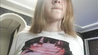 Mysat skinny naked teen with small breasts gently rubs her shaved cunt on a chair 2021-07-23 13:20