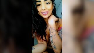Miaqueen1102 inked lady with naked boobs licks dildo 2019-05-01