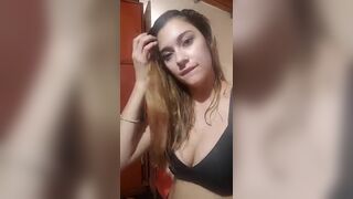 Marieblonde brunette in sexy black swimsuit shows her body 2019-05-10
