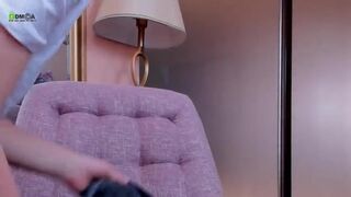 Deitty hot blonde in black pantyhose fucks vagina with a rubber penis  2019-05-13