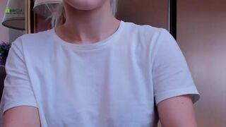 Deitty hot blonde in black pantyhose fucks vagina with a rubber penis  2019-05-13